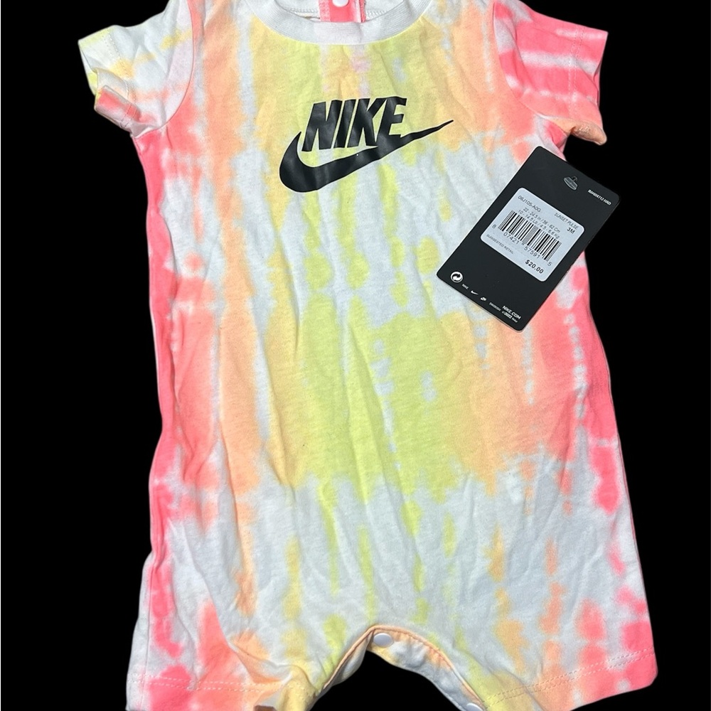 Nike Kids Bodysuit - Pink, Yellow, and White Tie-Dye size 3m